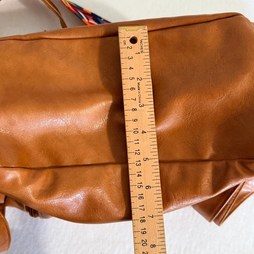 Unbranded Backpack Purse Women Large Brown Faux Leather Convertible Guitar Strap